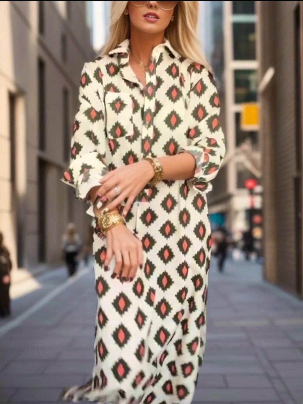 Zara Printed Cotton Shirt Maxi Dress Sz M Side Slits Resort Coastal
